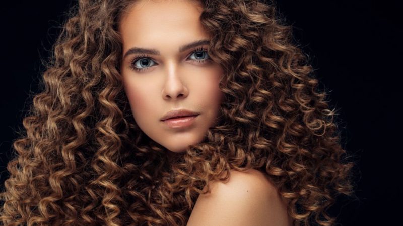Beautiful model with long curly hair